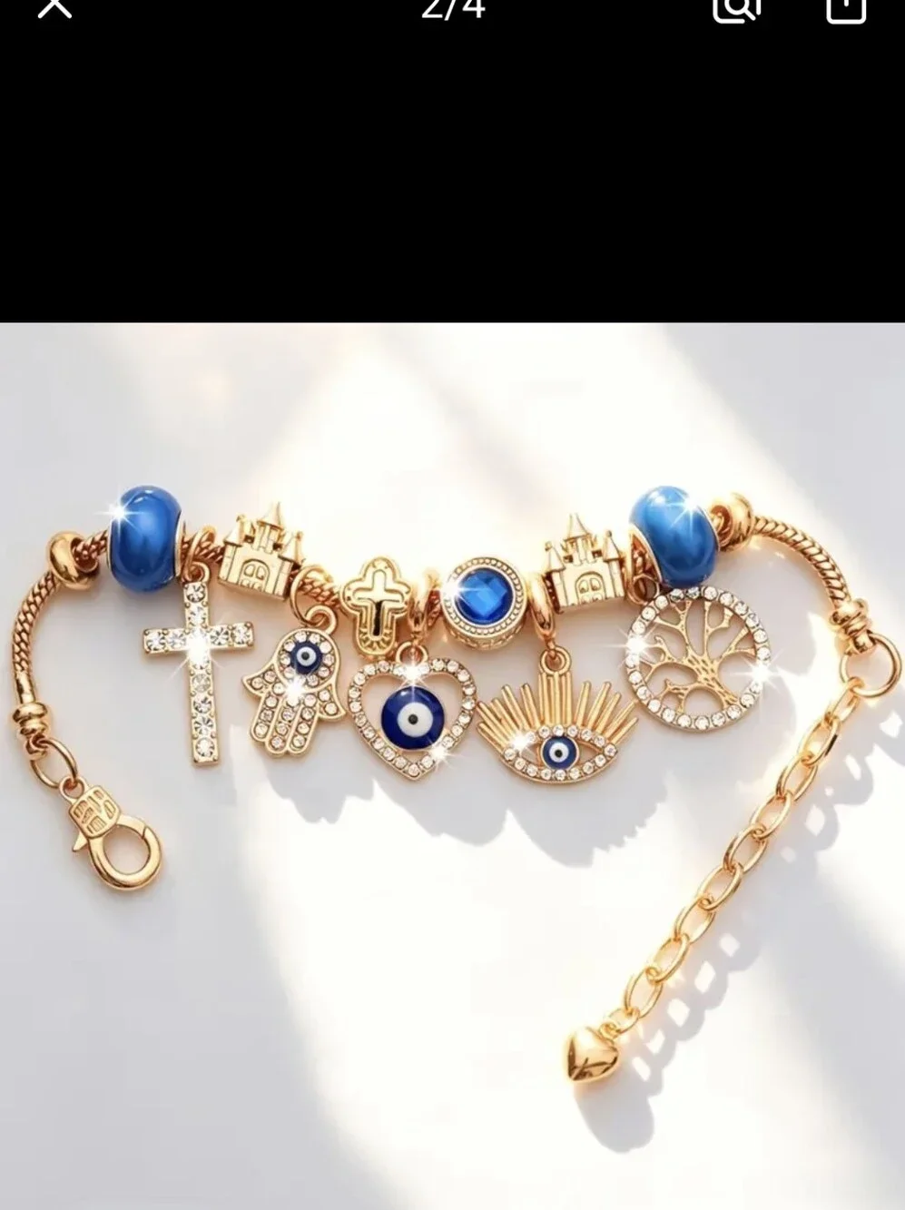 Evil Eye Gold Plated Charm Bracelet